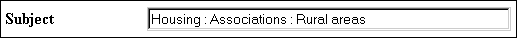 Subject : Housing: Associations : Rural areas